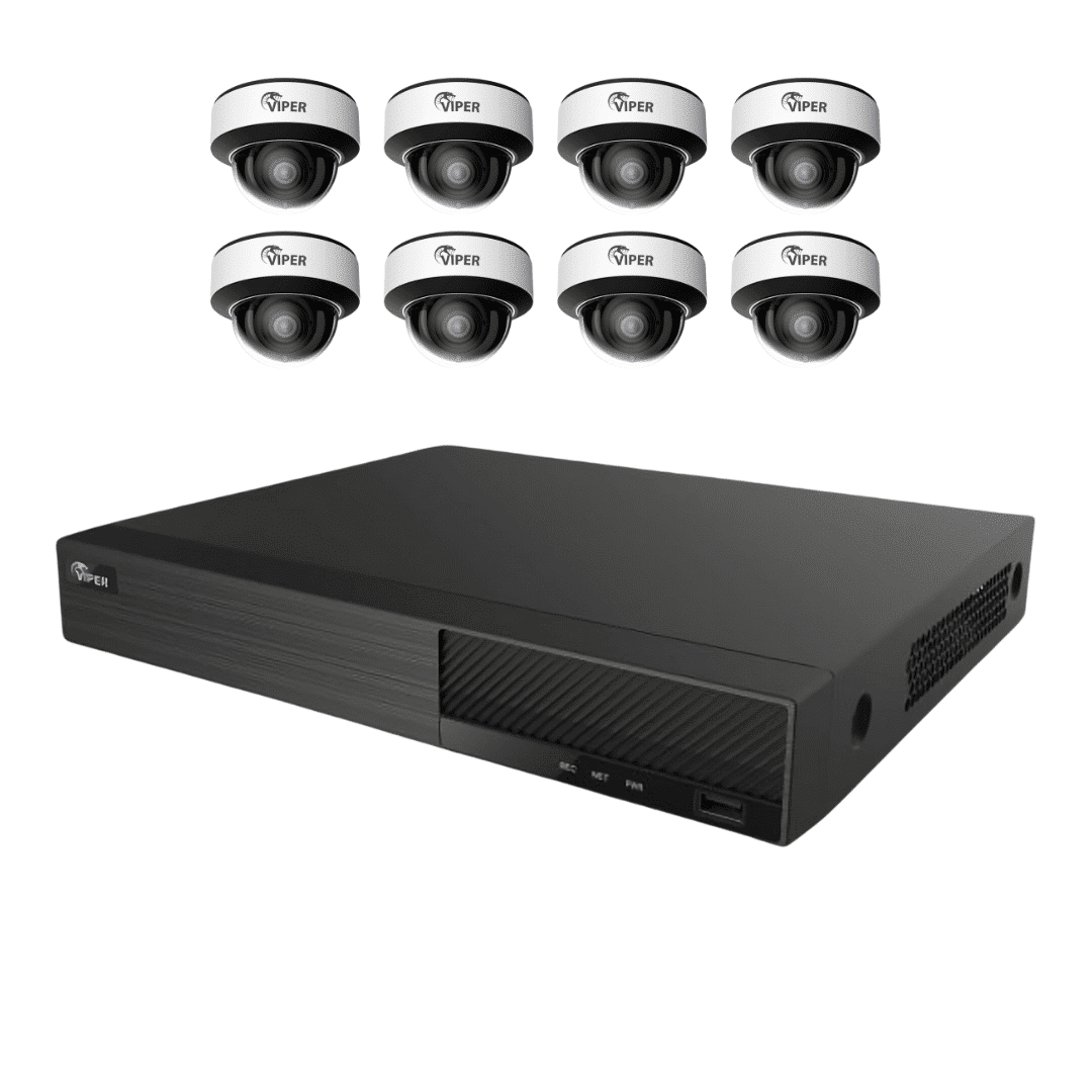 Viper 12MP NVR + 8 x 4K Motorised E3 AI Vandal Dome Cameras | Cryptsec